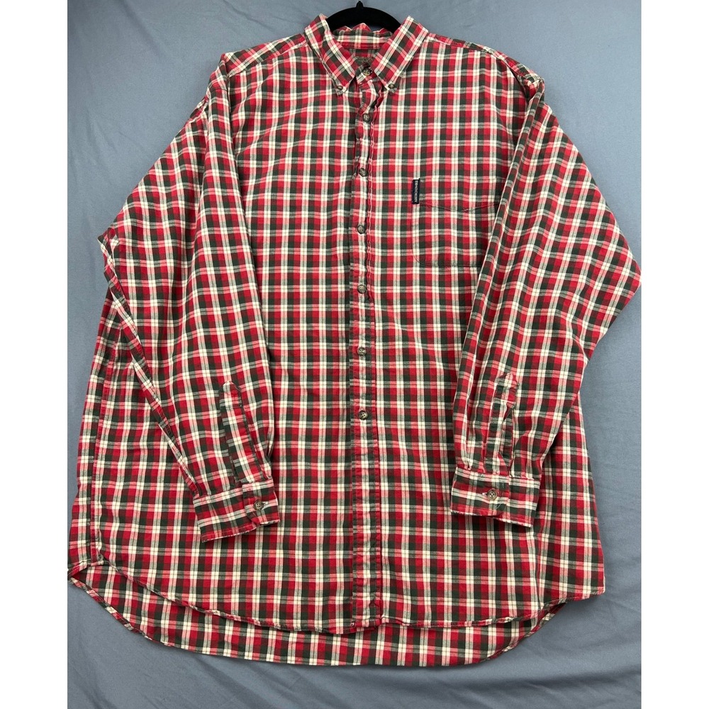 Abercrombie & Fitch Shirt Mens XL The Big Shirt Red Green Plaid Cotton Good